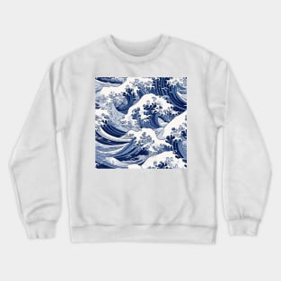 Ephemeral Crests: Hokusai Waves Reimagined Crewneck Sweatshirt